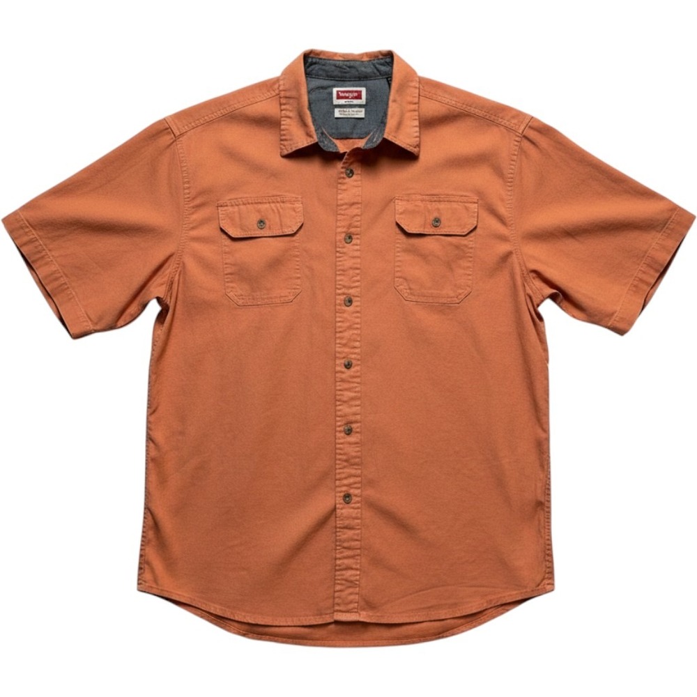 Wrangler Mens Short Sleeve Flex For Comfort Work Shirt Rust Orange XL
